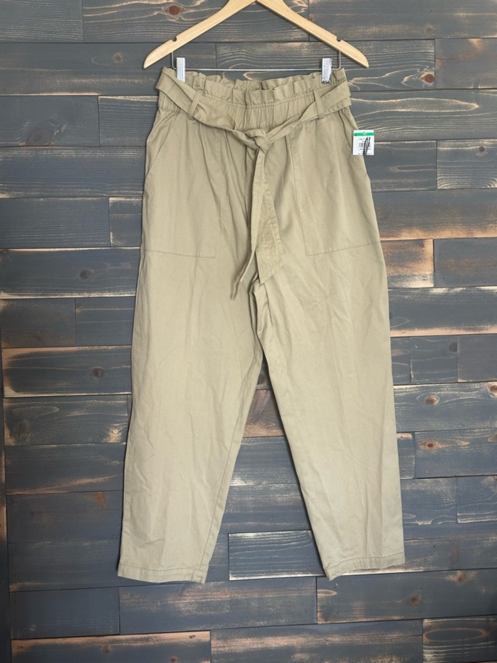 Steve Madden Tan Paperbag Waist Chinos with Tie Belt